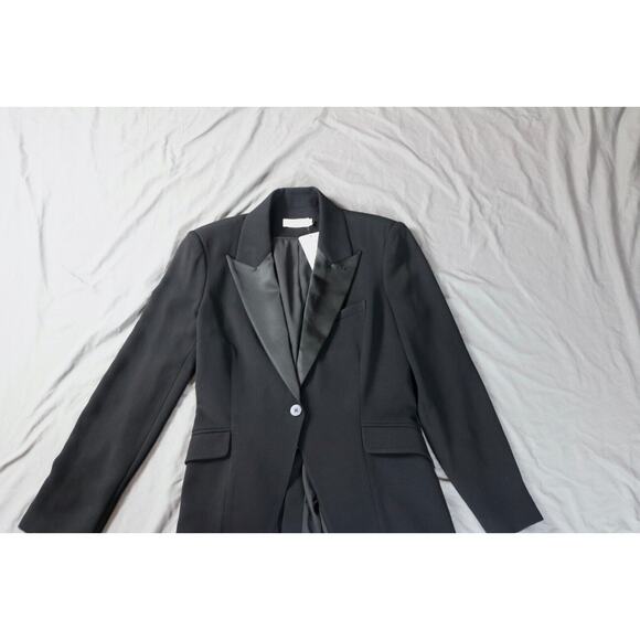 New Jonathan Simkhai Jacket Womens Sz 8 Black Tuxedo Jessie Crepe Blazer - Picture 2 of 12